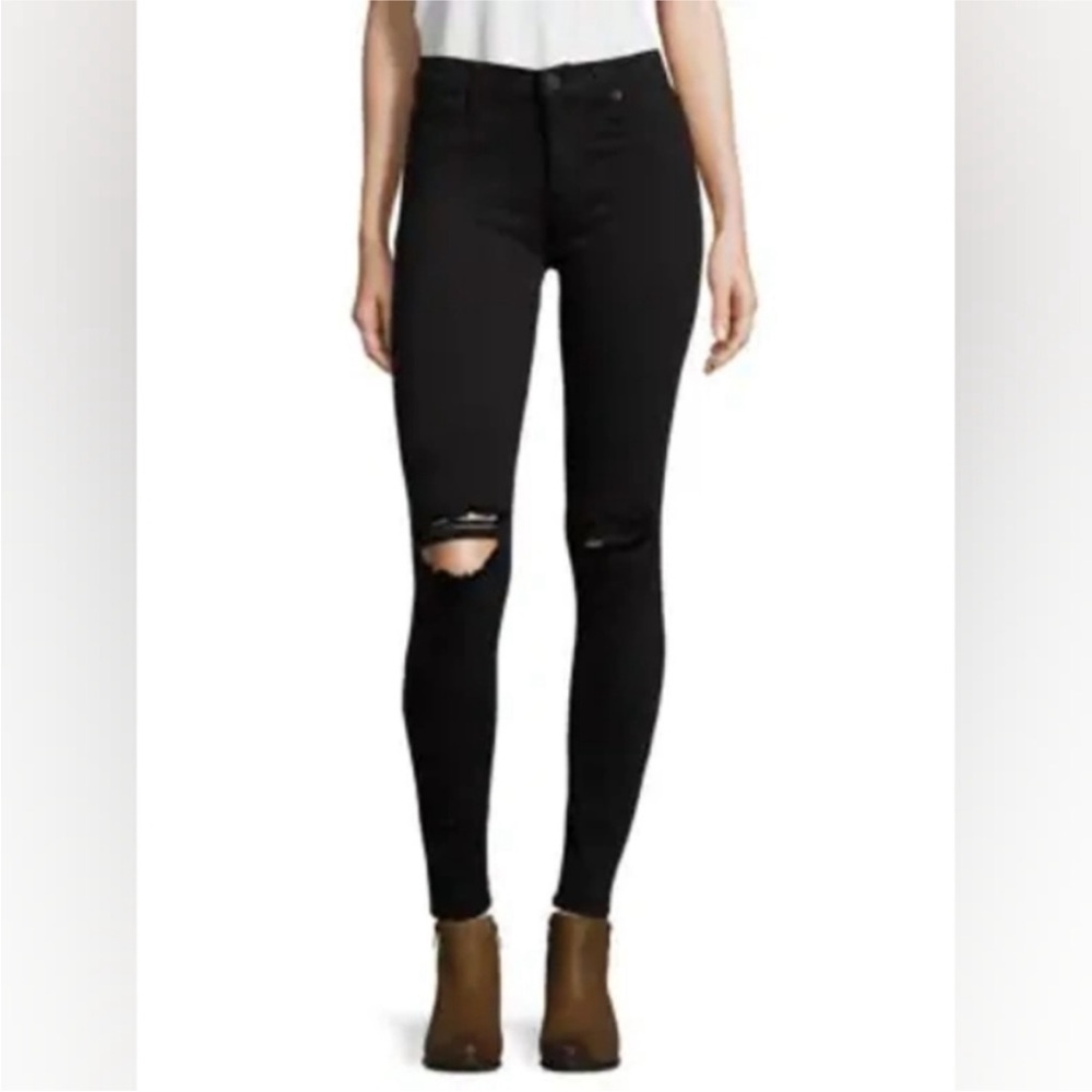 Hudson Jeans Nico Black Skinny Ripped Knee Jeans